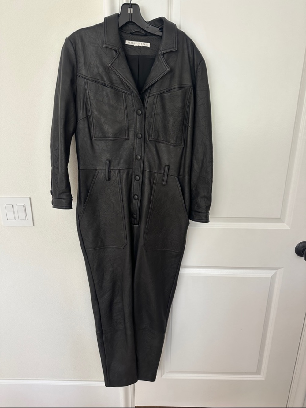 Veronica Beard Black Leather Jumpsuit - Picture 3 of 11
